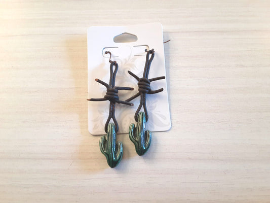 Southwestern barb wire cactus earrings
