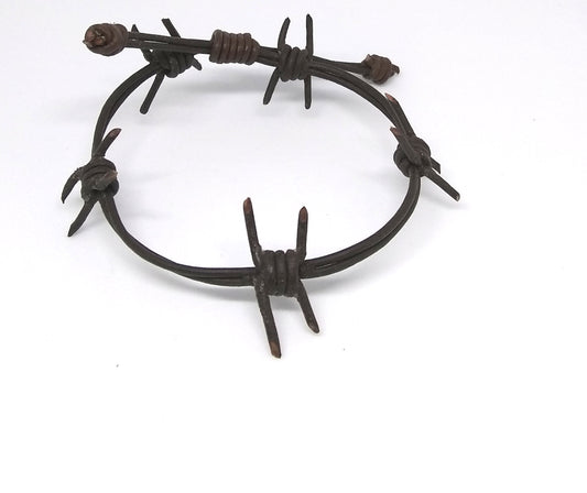 Simple leather barb wire wrap bracelet
